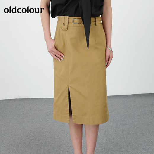 oldcolour21夏中长款高腰直筒气质开叉包臀裙通勤N23062304 商品图0