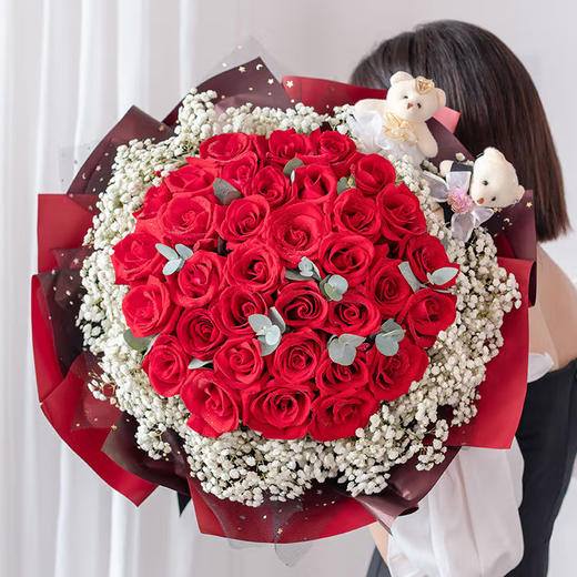 33朵玫瑰花束送女朋友老婆送爱人生日520表白女神节情人节礼物同城送花七夕情人节浪漫惊喜礼物 商品图2