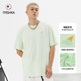 MISHKA大眼球潮牌2022春夏新品后背LOGO印花基础版圆领短袖T恤M21100029M