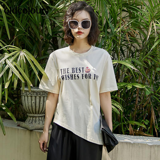 oldcolour2022夏季新品设计感短袖T恤女BO22021052B 商品图4