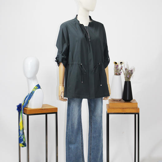 FOCALS福柯斯春夏新款七分袖短款拉链立领外套风衣FRRAF131G7 商品图1