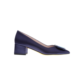 sheme新中式《千里江山》系列真皮女鞋尖头方跟刺绣女士单鞋优雅舒适可定制