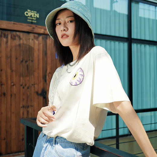 MISHKA大眼球潮牌2022春夏新品街头休闲M印花圆领短袖T恤男女同款M21100051M 商品图1