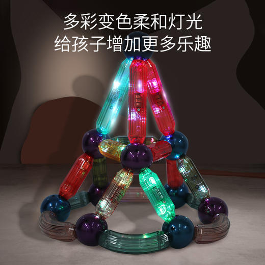 【加大透明灯光百变磁力棒】Onshine透明灯光3D磁力棒 儿童益智积木拼装 尺寸更大 经久耐玩不坍塌 商品图1