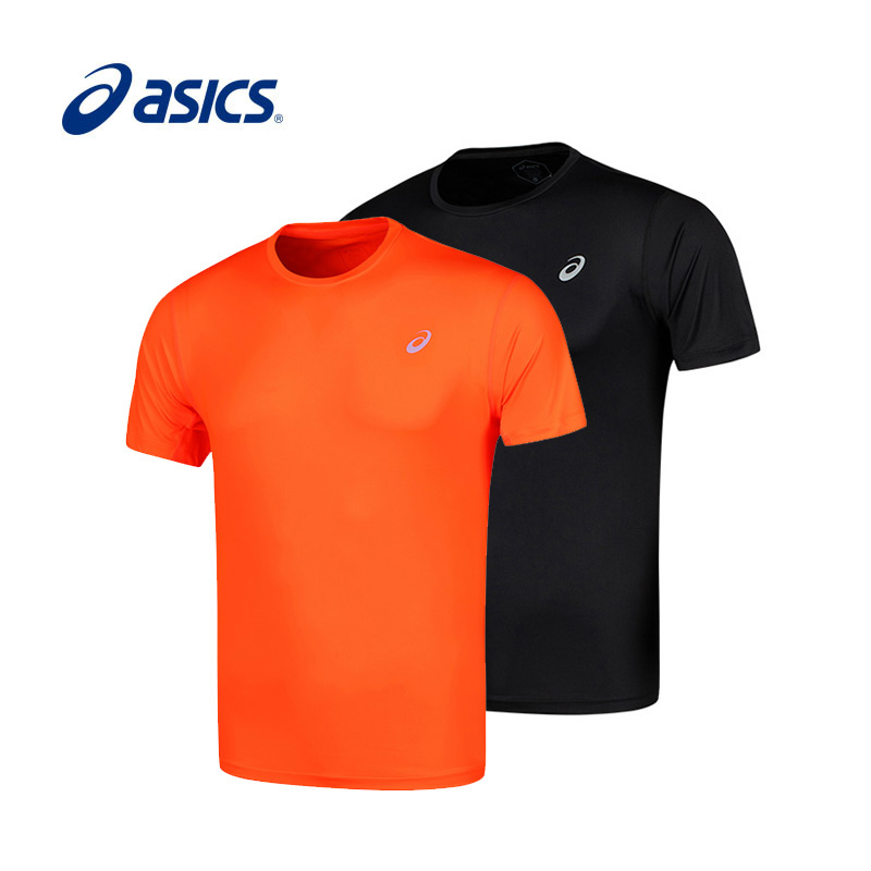ASICS 亚瑟士男透气舒适印花圆领跑步短袖吸湿速干T恤
