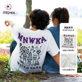 MISHKA大眼球潮牌2022春夏新品后背个性印花基础版圆领短袖T恤M21100059M