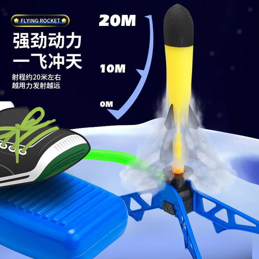 抖音爆款儿童脚踩冲天小火箭发射筒玩具发光飞天炮户外脚踩发射器男孩女孩 商品图4