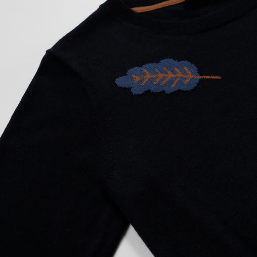 METTE2020早春新款女士薄款植物提花毛衣时尚圆领百搭长袖针织衫 商品图3