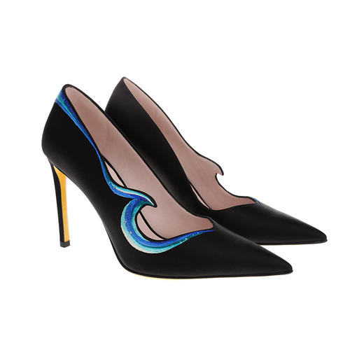 sheme新中式千里江山系列真皮女鞋进口丝绸结合刺绣工艺优雅高跟单鞋可定 商品图5