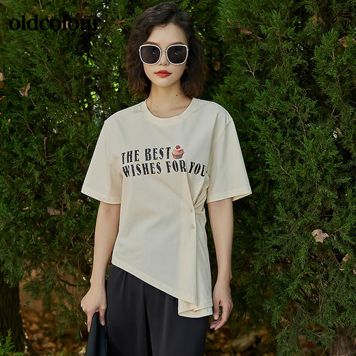 oldcolour2022夏季新品设计感短袖T恤女BO22021052B 商品图2