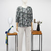 FOCALS福柯斯夏季新款桑蚕丝圆领七分袖印花套头上衣FRR2N088GV 商品缩略图0