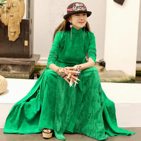 绿罗裳盘绳绣连衣裙 | 杨丽萍老师同款 | 现货加急发