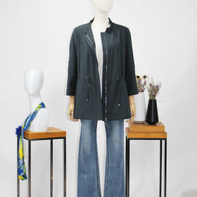 FOCALS福柯斯春夏新款七分袖短款拉链立领外套风衣FRRAF131G7