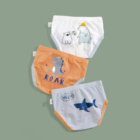 【3条装 柔软舒适 不夹小PP】A类儿童内裤纯男童棉三角裤卡通恐龙印花小童宝宝裤头小男孩底裤