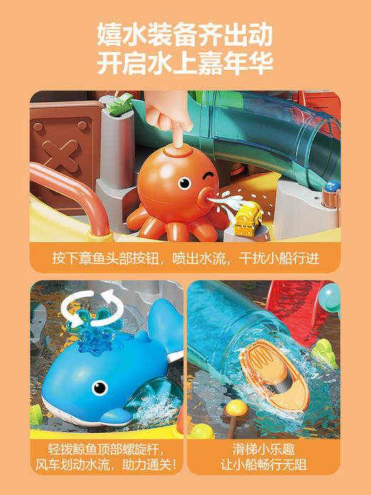 水上乐园闯关大冒险8合1费乐戏水钓鱼磁性大颗粒多功能亲子益智 商品图2