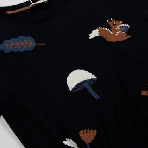 METTE2020早春新款女士薄款植物提花毛衣时尚圆领百搭长袖针织衫 商品图4