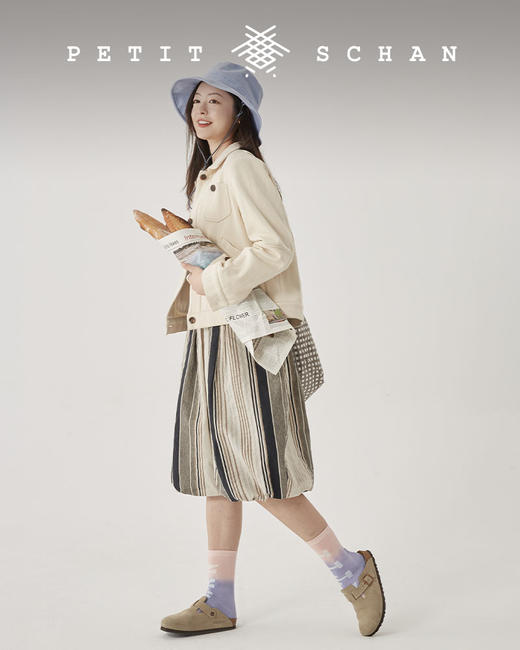 PETIT SCHAN小闪 CLO#083  Grandma’s pumpkin 婆婆的南瓜 日本进口棉麻混纺面料条纹设计款南瓜裤 商品图9