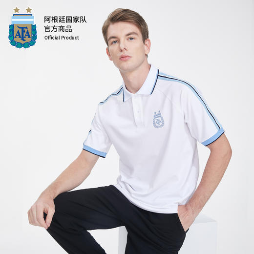 阿根廷国家队官方商品丨白色POLO衫 青春清爽新款梅西足球迷短袖 商品图0