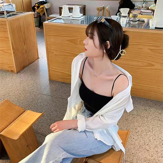 【安梨口袋韩版百搭小背心】一字细肩带固定杯垫不跑杯不空杯轻薄透气更轻弹柔软不变形无钢圈3D立体版型里搭外露解锁多样穿搭 商品图7