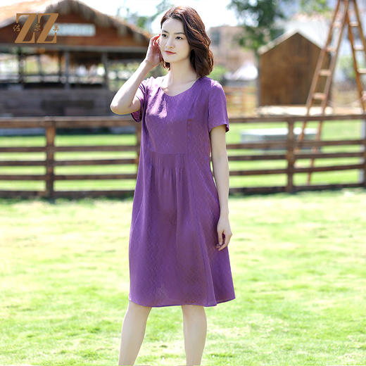 佐尔美2022夏季新款 桑蚕丝真丝提花和服绸连衣裙女E12LS43 商品图3