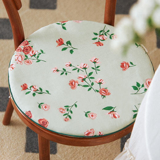 复古蔷薇系列碎花小圆垫复古坐垫椅垫 商品图3