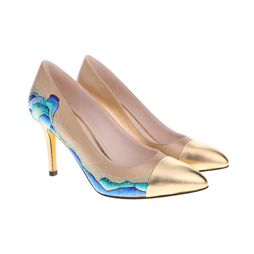 sheme刘敏涛同款 新中式《千里江山》系列优雅气质尖头细跟刺绣女鞋可定制 商品图5