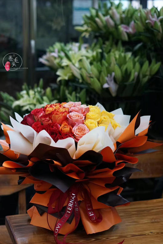 【2022.520】33枝～52枝橙色渐变玫瑰花束 商品图5