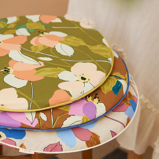 鸢尾系列小圆垫夏季圆形椅垫 商品图0