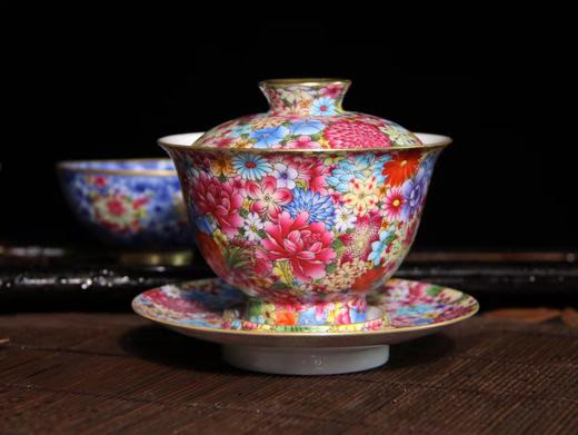 珐琅彩万花盖碗 商品图0