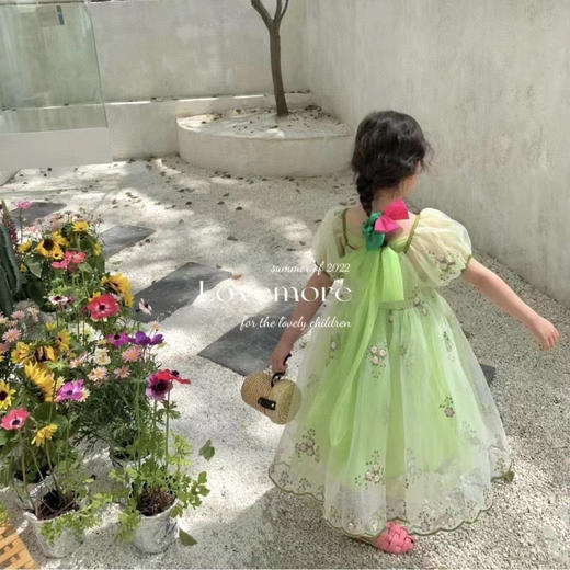 预售|绿野仙踪儿童绿精灵刺绣公主蝴蝶结网纱连衣裙  .潮快闪[福利品] 商品图0