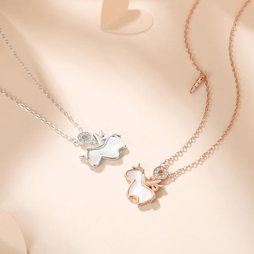 【独角兽】梦幻独角兽项链女卡通锁骨链吊坠纯银【JHY-	N000609B】 商品图3