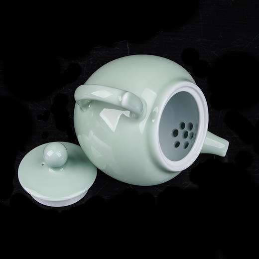 【宝瓷林】颜色釉单壶 天青 豆青 明黄 紫金 祭蓝 祭红圆珠壶 商品图4