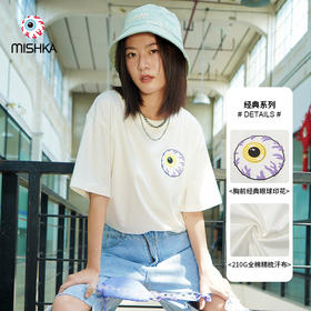 MISHKA大眼球潮牌2022春夏新品街头休闲M印花圆领短袖T恤男女同款M21100051M