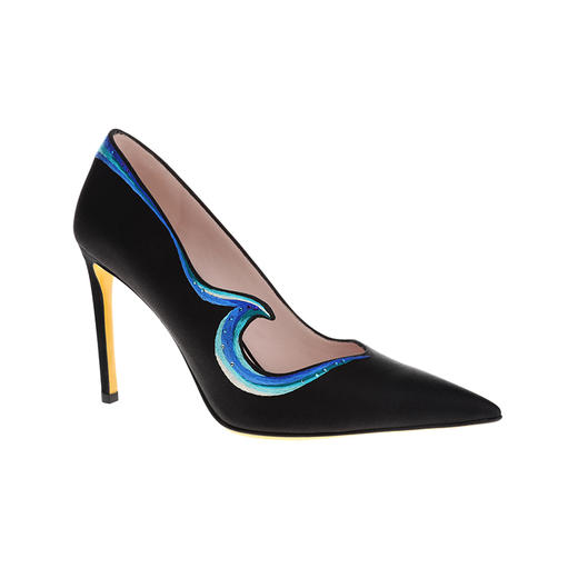 sheme新中式千里江山系列真皮女鞋进口丝绸结合刺绣工艺优雅高跟单鞋可定 商品图1