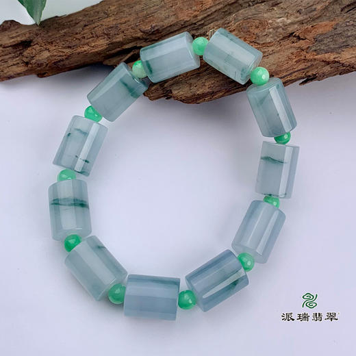 派瑞翡翠 翡翠手链 糯冰种 绿色 飘花 商品图4