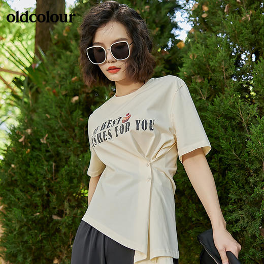 oldcolour2022夏季新品设计感短袖T恤女BO22021052B 商品图0