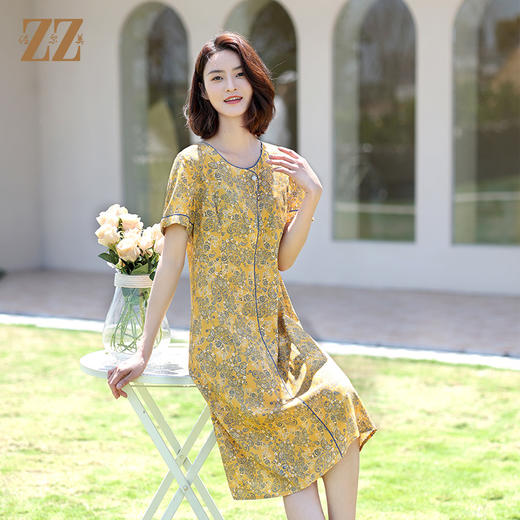 佐尔美2022夏季新款 桑蚕丝真丝弹力斜纹绸连衣裙女E12LS97 商品图1