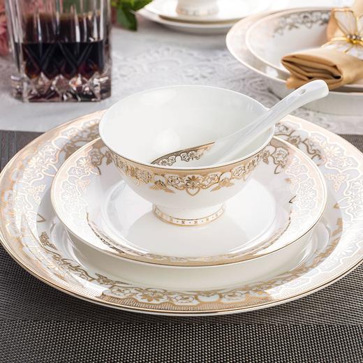 【样品特惠4折，仅1套，无货退款】雷澳娜/REONE盛世华庭高档骨瓷欧式碗碟套装10人用52头餐具 商品图4