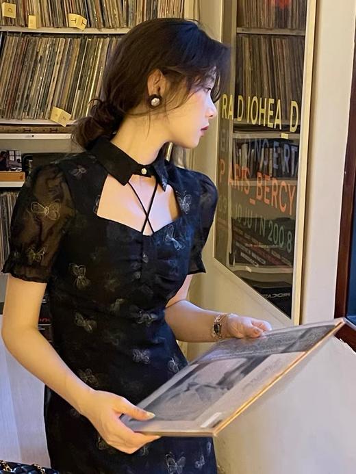（清仓现货）【社群供】新中式复古蝴蝶提花旗袍连衣裙 商品图3