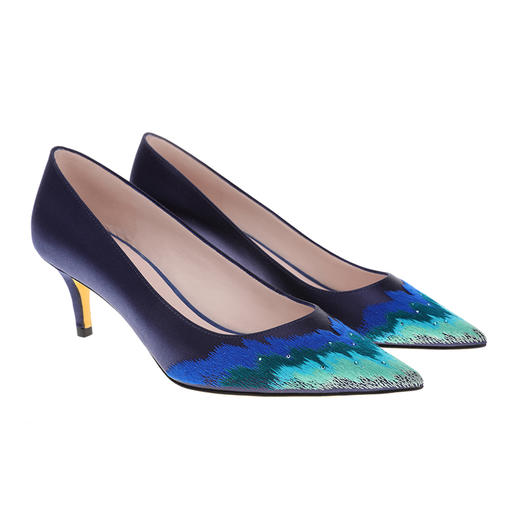 sheme新中式《千里江山》系列真皮女鞋优雅时尚进口丝绸结合刺绣工艺可定制 商品图5