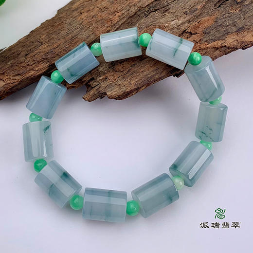 派瑞翡翠 翡翠手链 糯冰种 绿色 飘花 商品图1