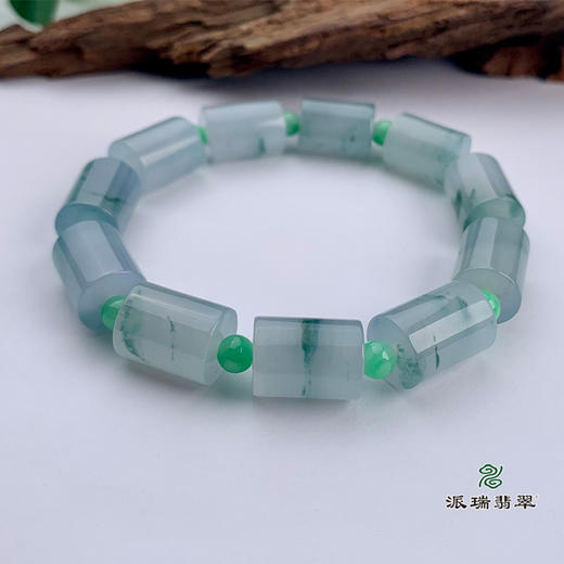 派瑞翡翠 翡翠手链 糯冰种 绿色 飘花 商品图3