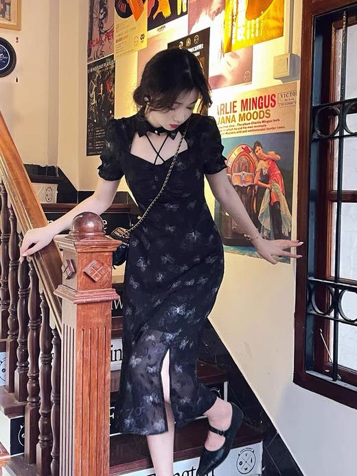 （清仓现货）【社群供】新中式复古蝴蝶提花旗袍连衣裙 商品图4