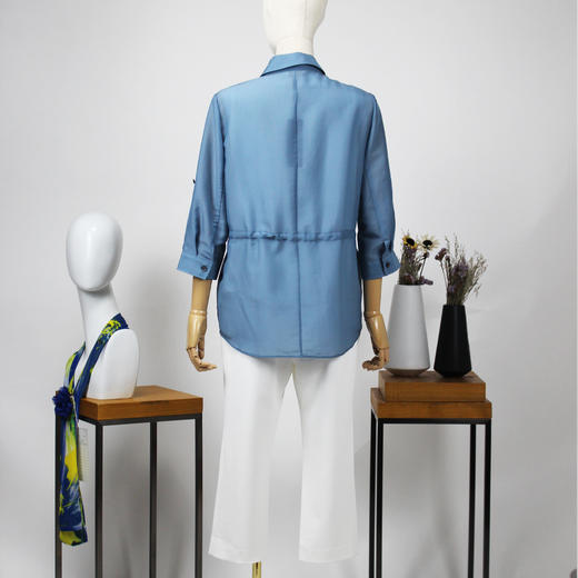 FOCALS福柯斯春夏新款可调节七分袖工装风休闲纯色衬衫FRR2S156B8 商品图2