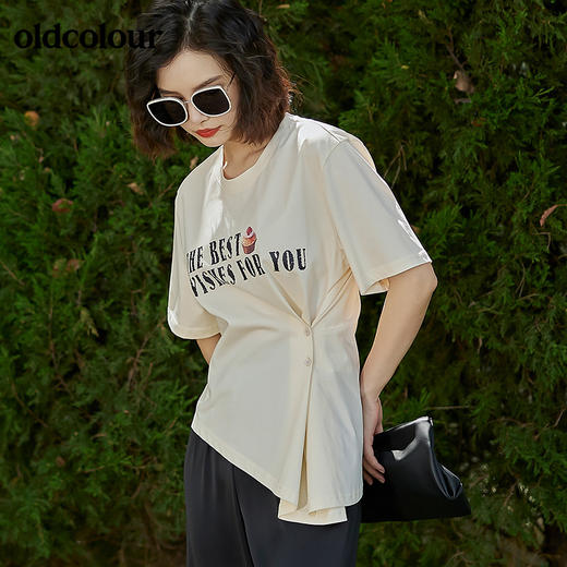 oldcolour2022夏季新品设计感短袖T恤女BO22021052B 商品图3
