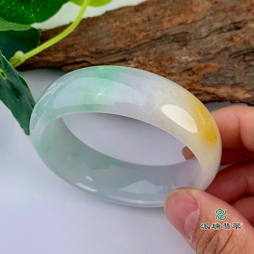 派瑞翡翠 翡翠手镯 糯种 三彩 商品图2