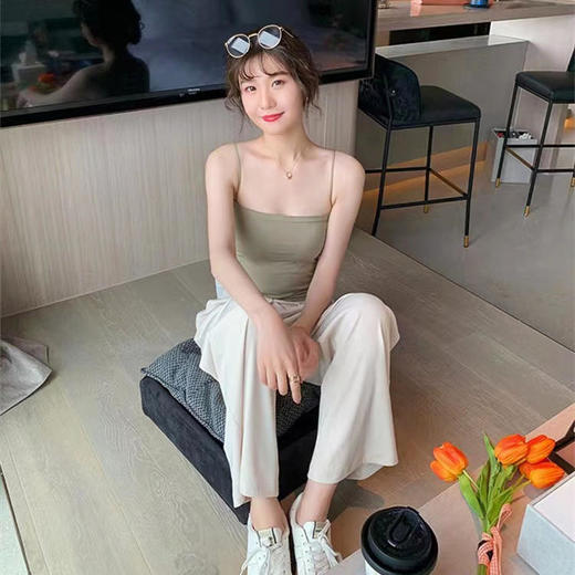 【安梨口袋韩版百搭小背心】一字细肩带固定杯垫不跑杯不空杯轻薄透气更轻弹柔软不变形无钢圈3D立体版型里搭外露解锁多样穿搭 商品图5