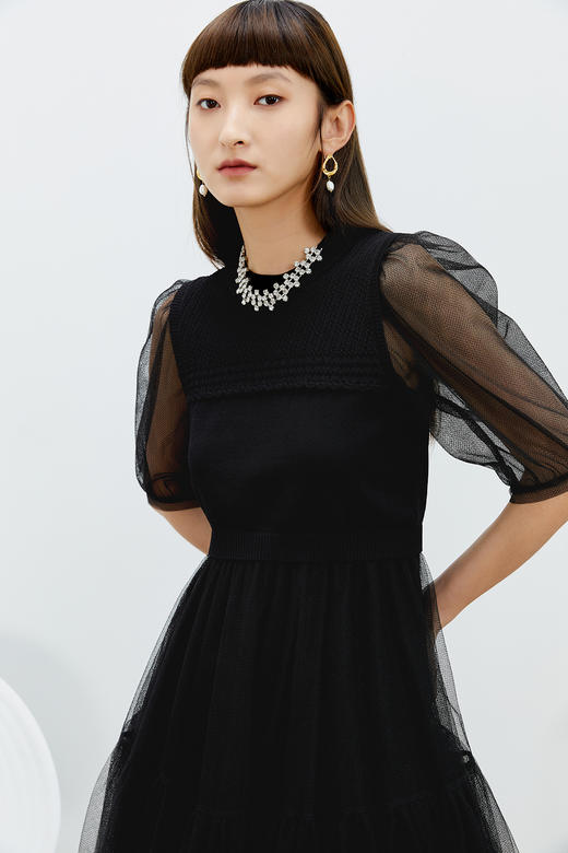 NEELLY纳俪商场同款气质圆领连衣裙女N22031Y01139 商品图1