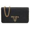 PRADA 普拉达 女士 Saffiano 皮革三角形金属刻字徽标斜挎单肩包 黑色 1BP023 NVZ F0002 FOO 商品缩略图0