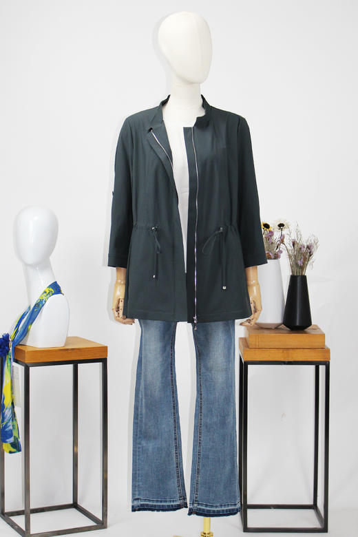 FOCALS福柯斯春夏新款七分袖短款拉链立领外套风衣FRRAF131G7 商品图4